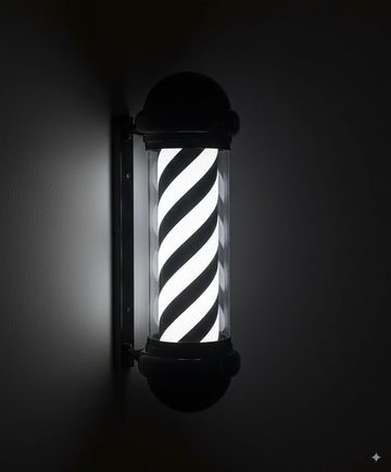 Barber Shop Rotating Entrance Pole Light (Black & White) - 73cm x 30cm - HexaGara
