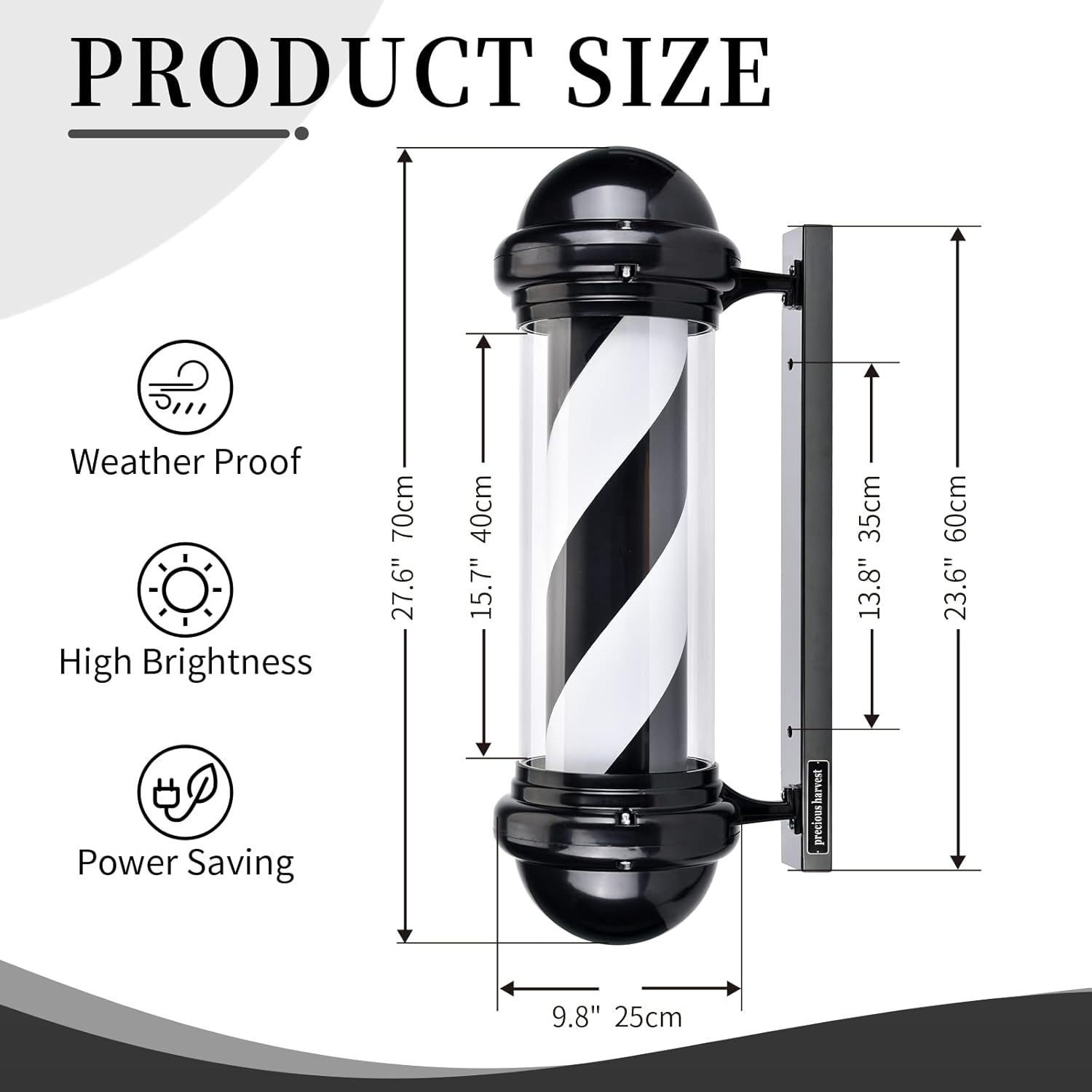 Barber Shop Rotating Entrance Pole Light (Black & White) - 73cm x 30cm