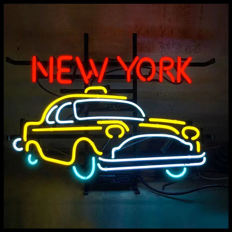 New York Taxi Neon Sign (Traditional Glass)