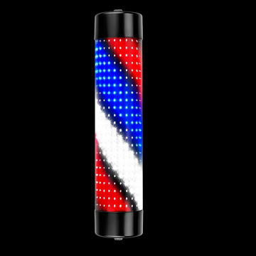 Rotating LED Barber Pole Light – 15 cm × 65 cm Black Caps