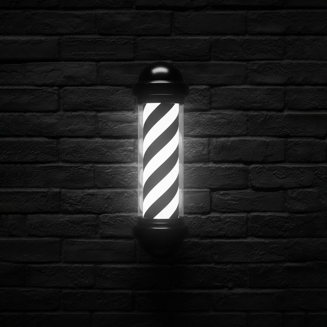Barber Shop Rotating Entrance Pole Light (Black & White) - 73cm x 30cm