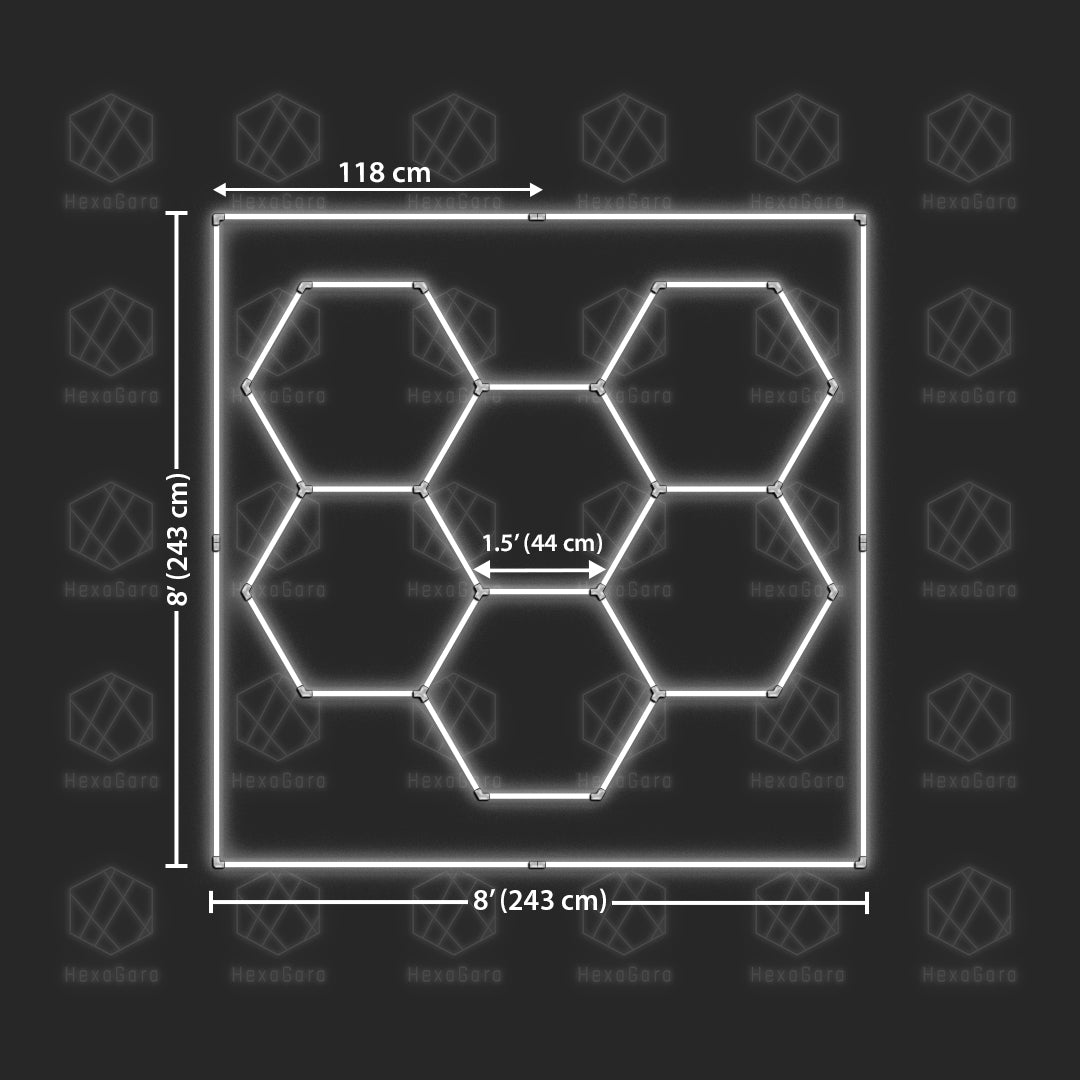 Hexagon Lights Grid - 6 Hexagon with Border (2.4M x 2.4M/ 8' x 8')