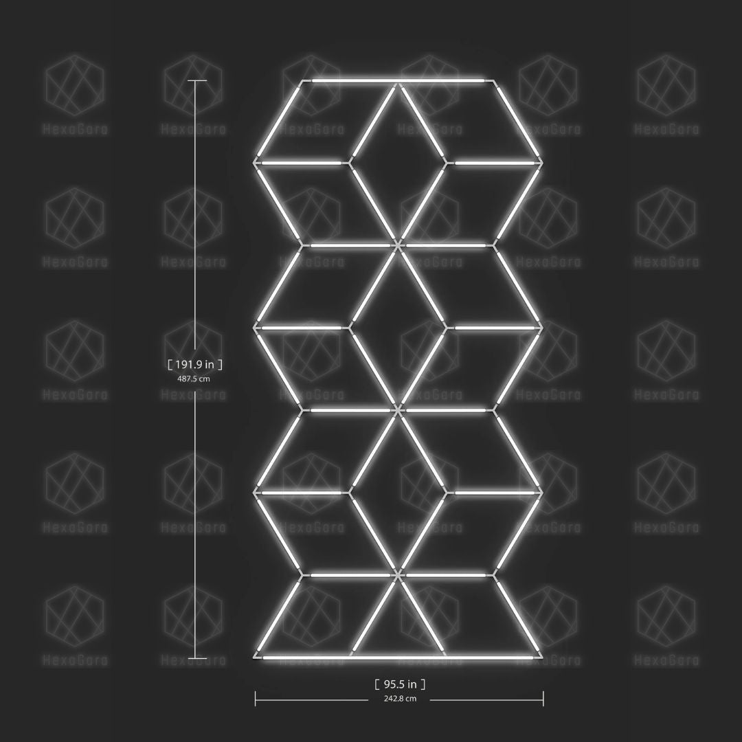 Large Geometric Lights Grid - 18 Diamonds - HexaGara