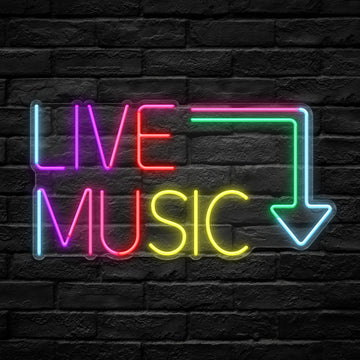 "Live Music" LED Neon Sign — USB Powered, Dimmable, Dynamic RGB