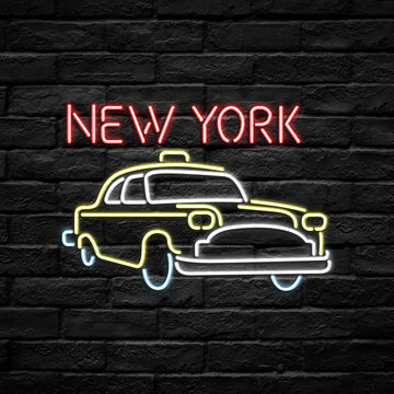 New York Taxi Neon Sign (Traditional Glass)