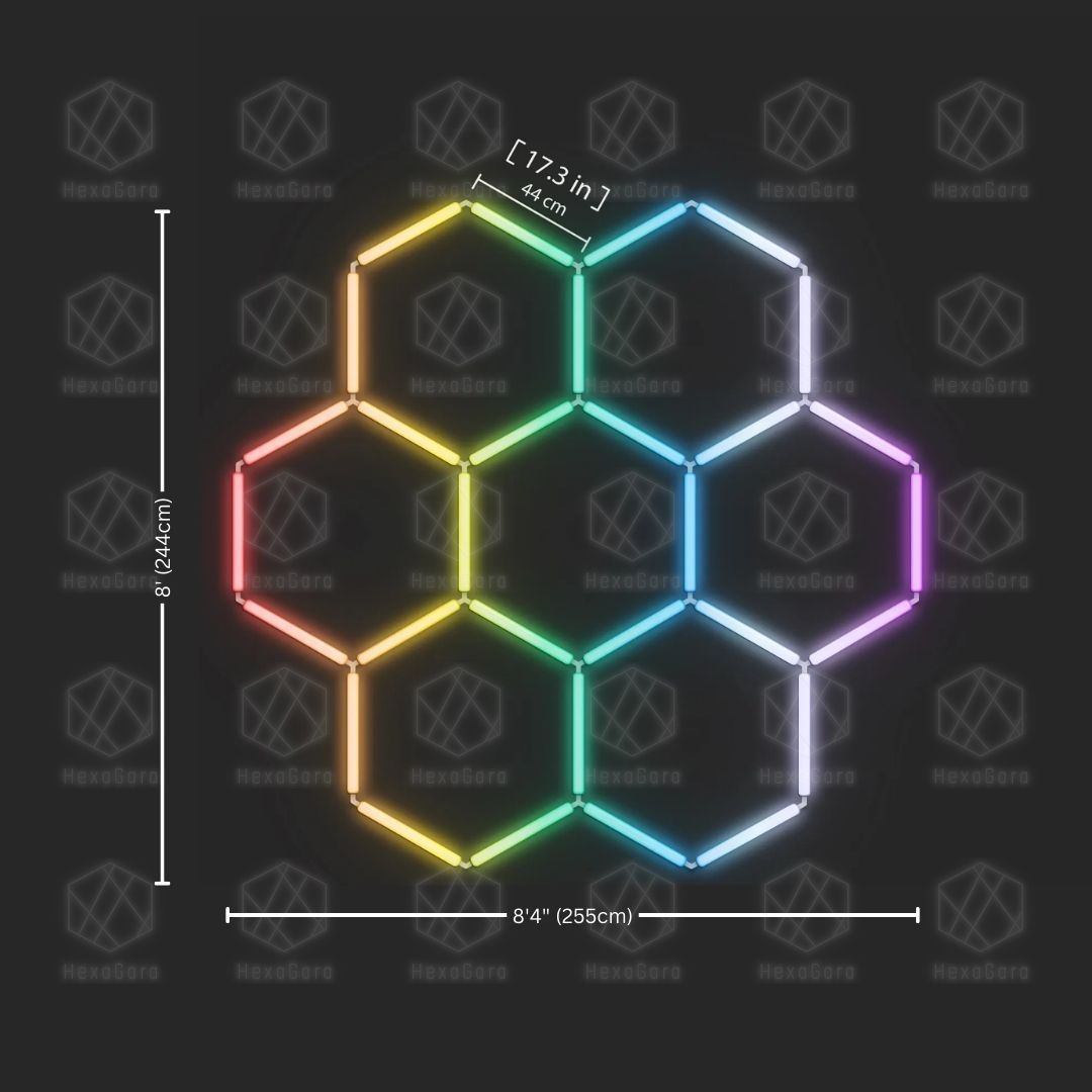 RGB Hexagonal Lights Grid - 7 Hex| Honeycomb (2.4M * 2.6M) - HexaGara