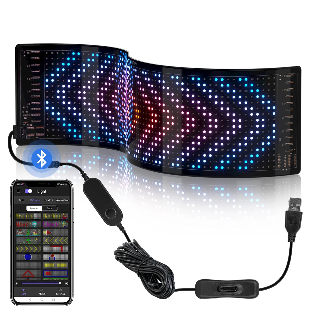 Flexible LED Matrix Display Panel - Addressable RGB, App Control - HexaGara