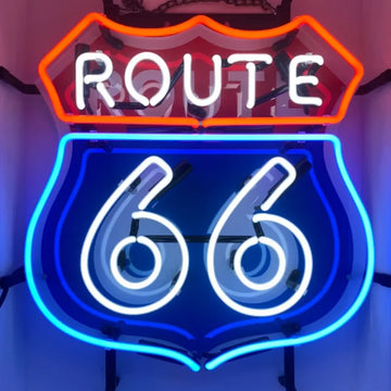 Route 66 Glass Neon Sign – Vintage