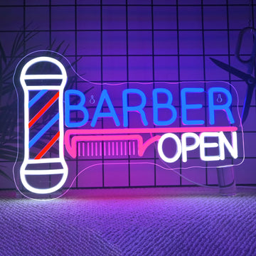 Barber Pole Open LED Neon Sign