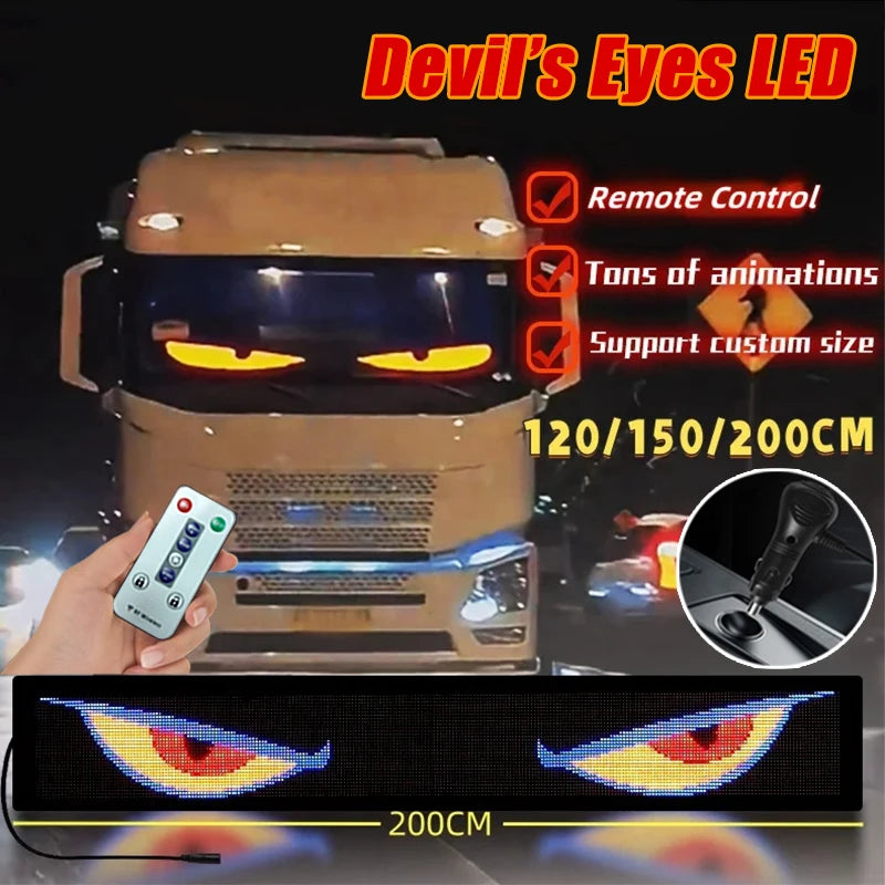 Devil Eyes Flexible Car LED Screen - Remote Control (Multiple Sizes) - HexaGara
