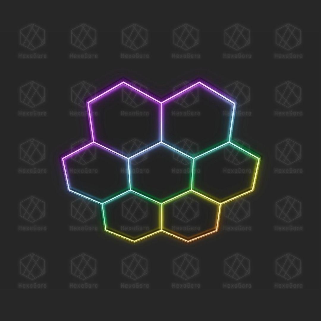 RGB Hexagonal Lights Grid - 7 Hex| Honeycomb (2.4M * 2.6M) - HexaGara