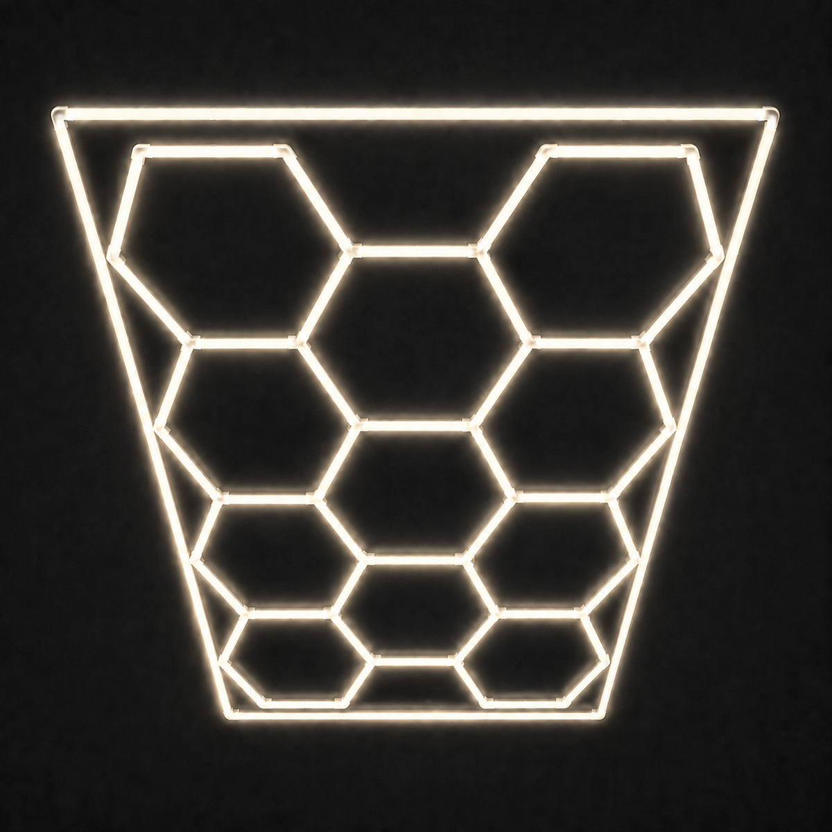 11-Hex LED light grid with Soft White 4000K main lights and Soft White 4000K border