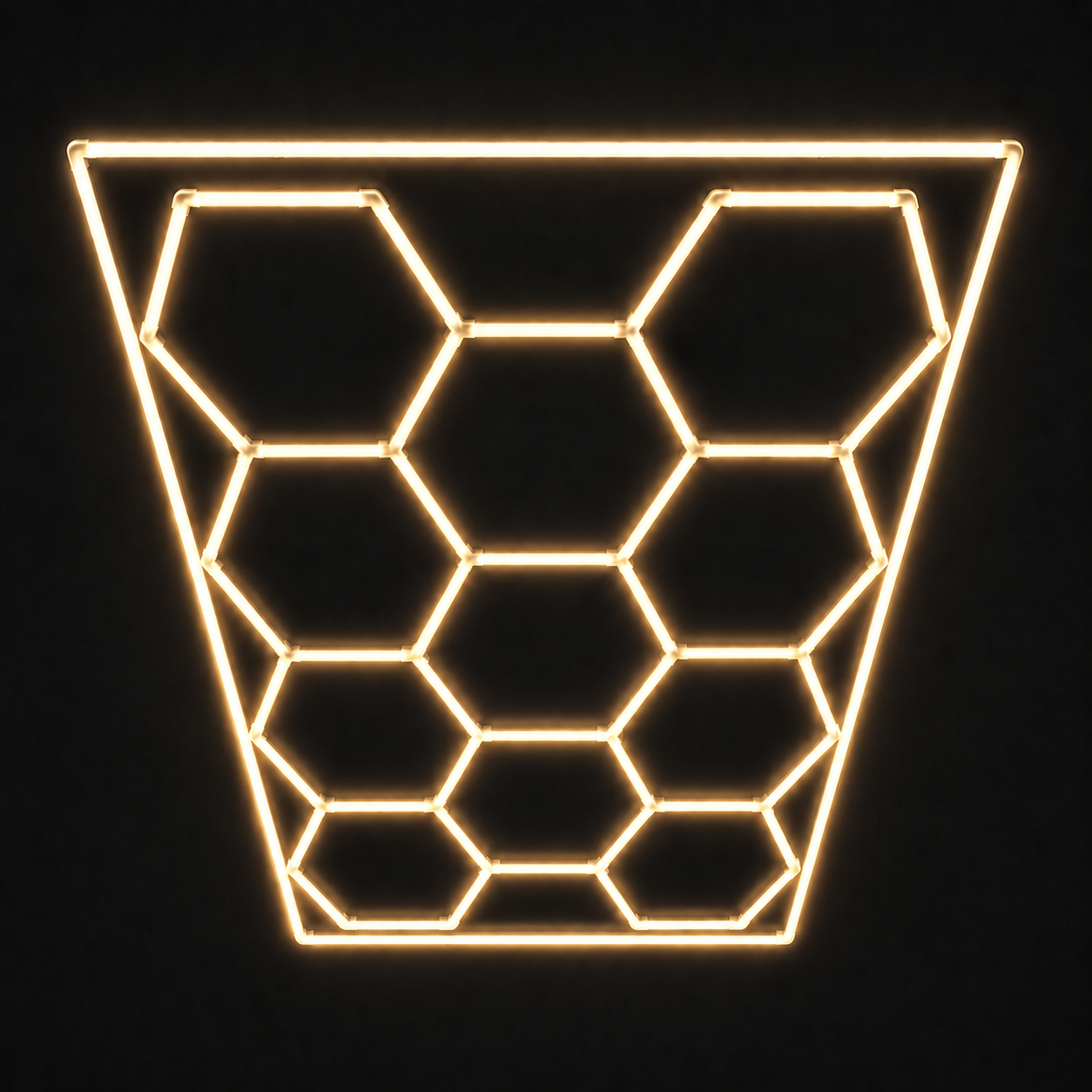 11-Hex LED light grid with Warm White 3000K main lights and Warm White 3000K border