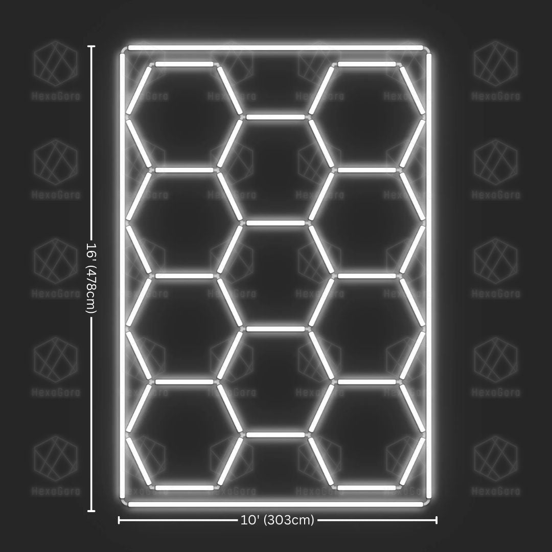 Hexagonal Lights Grid - 11 Hex With Border - HexaGara