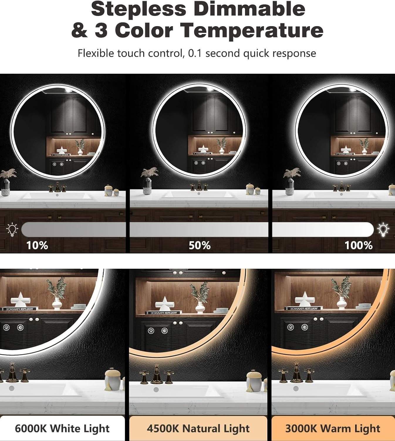 40 Inches LED Vanity Mirror Dimmable TemperedGlass