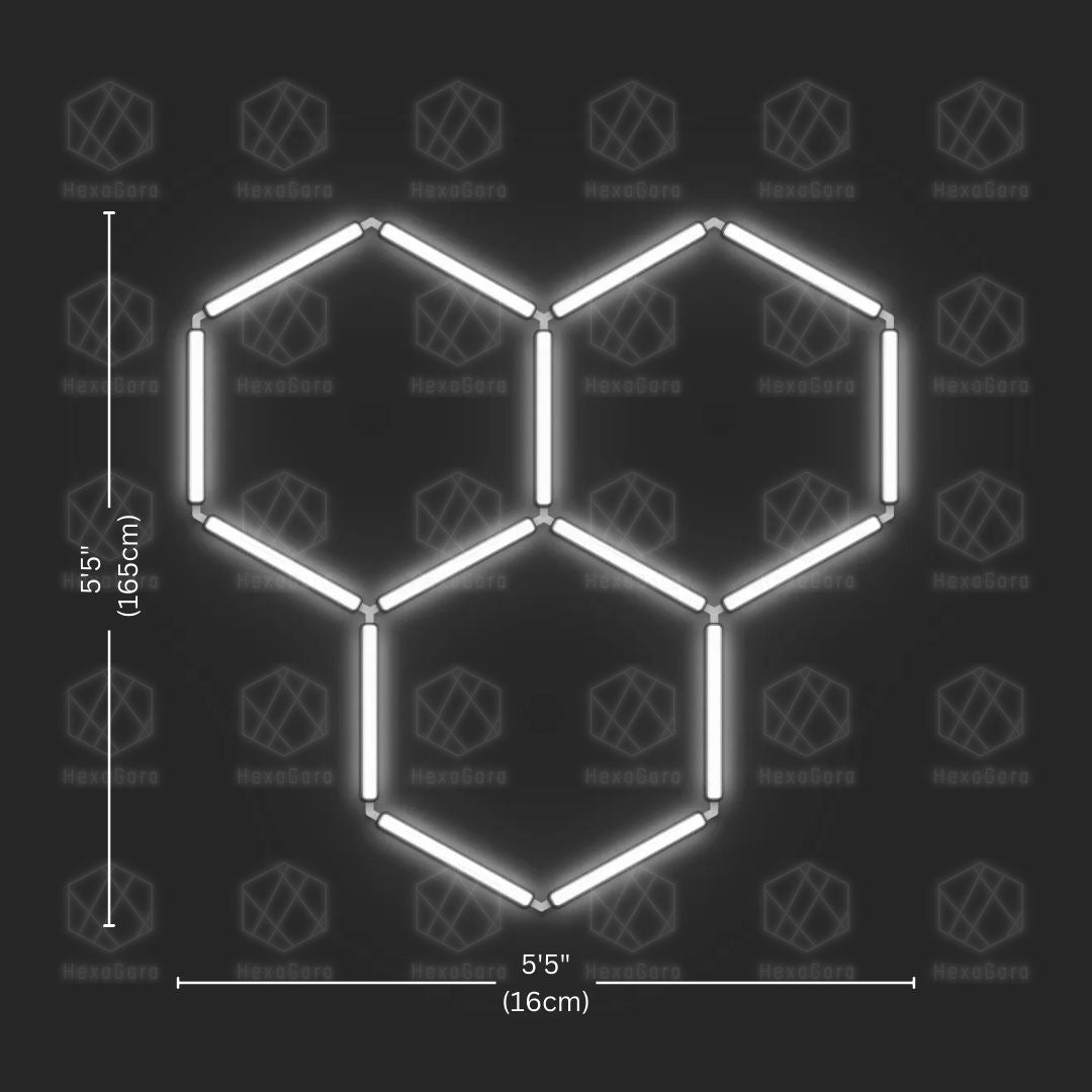 Hexagonal Lights Grid - 3 Hexagons (Mesh) - HexaGara