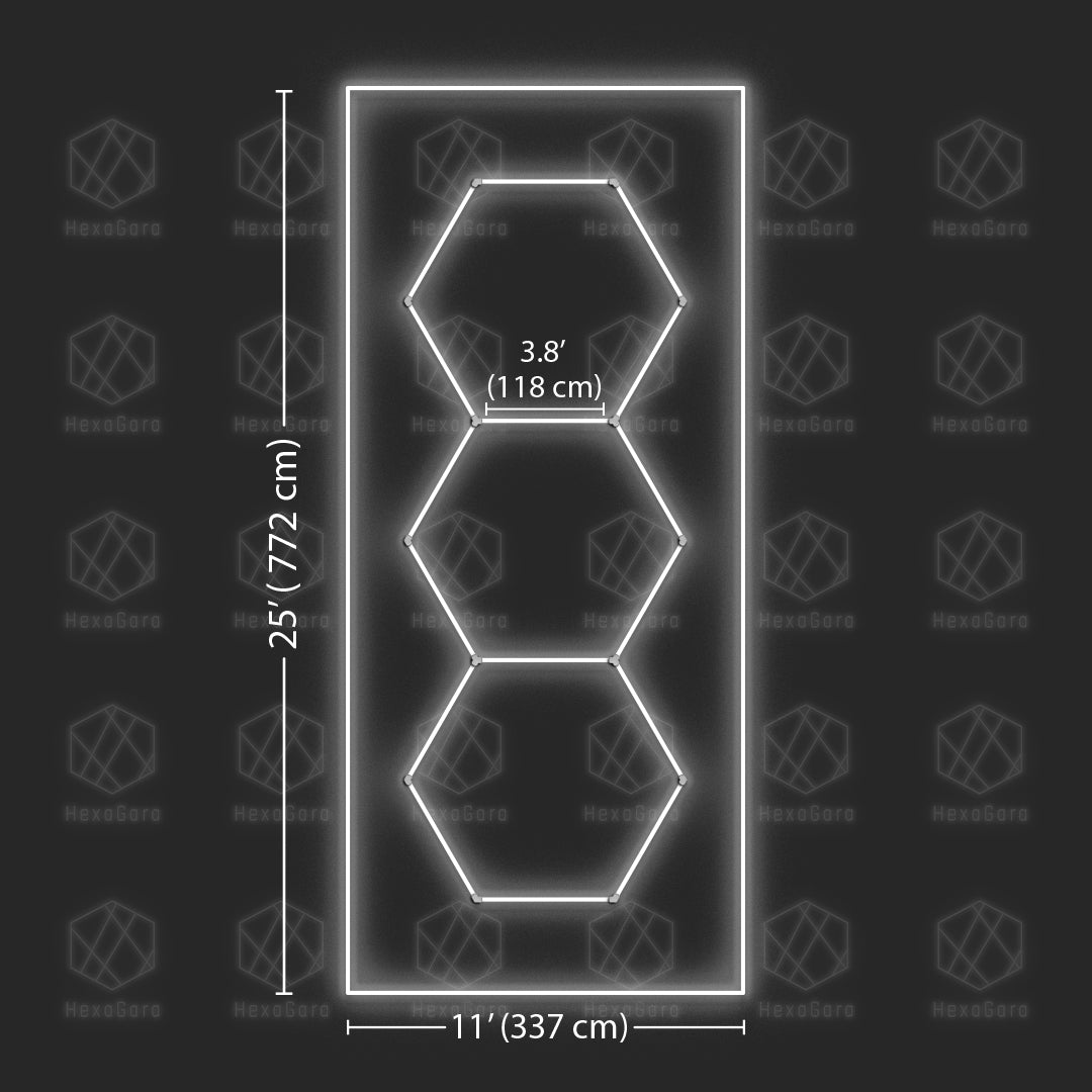 3 X-Large Hexagons Lights Set With Border (25ft x 11ft)