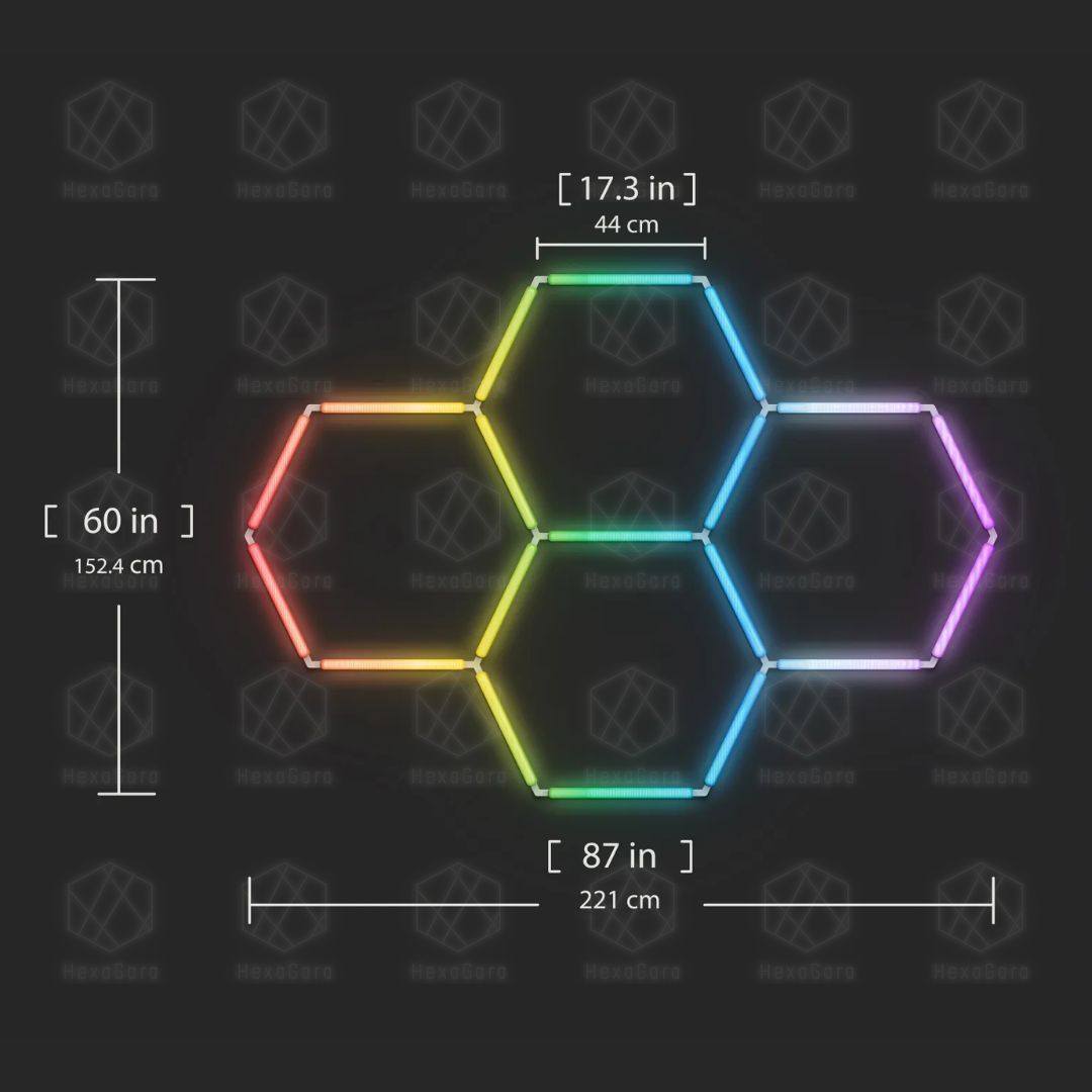 RGB Hexagonal Lights Grid - 4 Hex (Mesh) - HexaGara