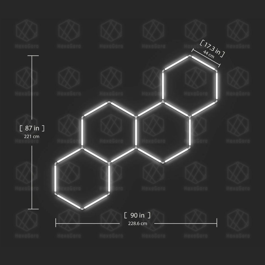 Hexagonal Lights Grid - 4 Hex (Staggered) - HexaGara