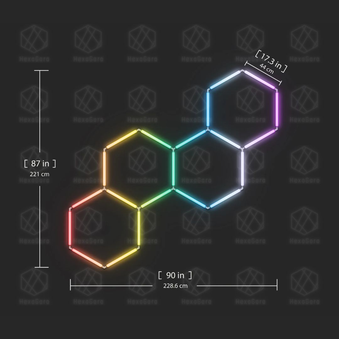 RGB Hexagonal Lights Grid - 4 Hex (Staggered) - HexaGara