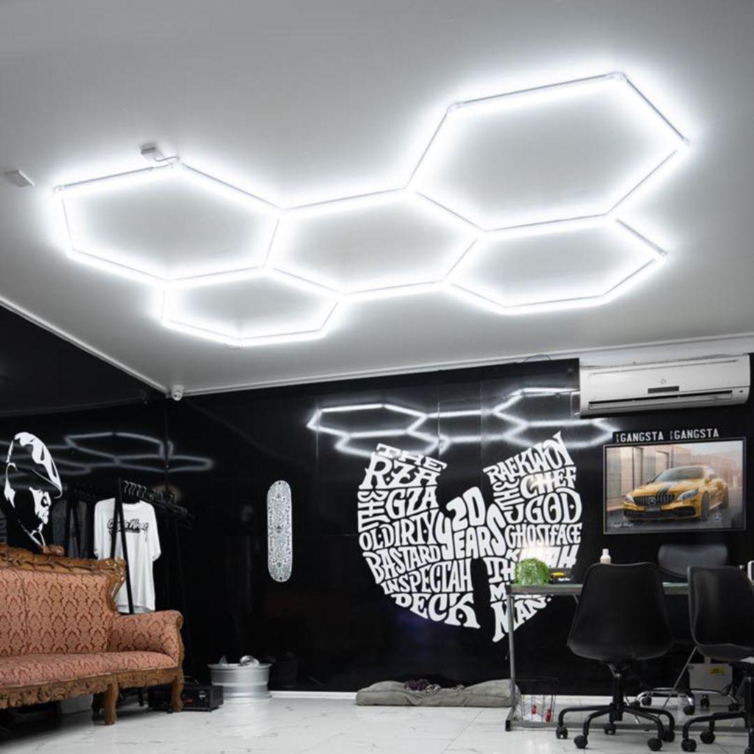 5-Hex LED light grid installed in an office