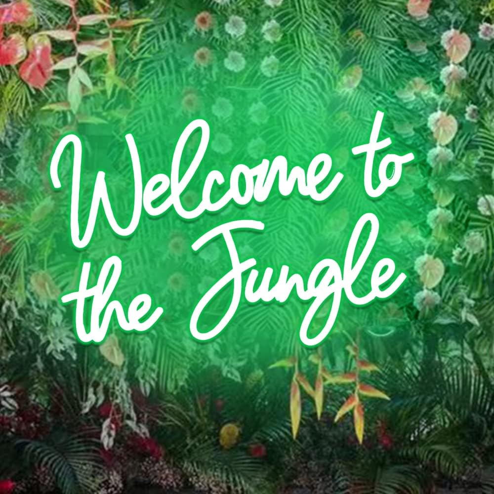 Jungle Store Sign Welcome to the Jungle LED Neon Sign | Bold LED Wall Art – HexaGara