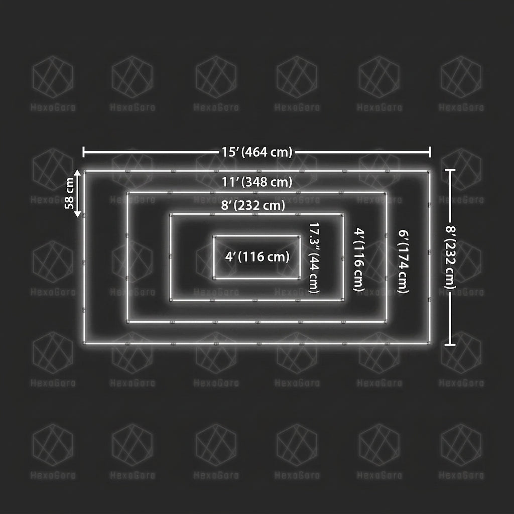 Large Rectangular Lights Grid - Quadruple (16' x 8')