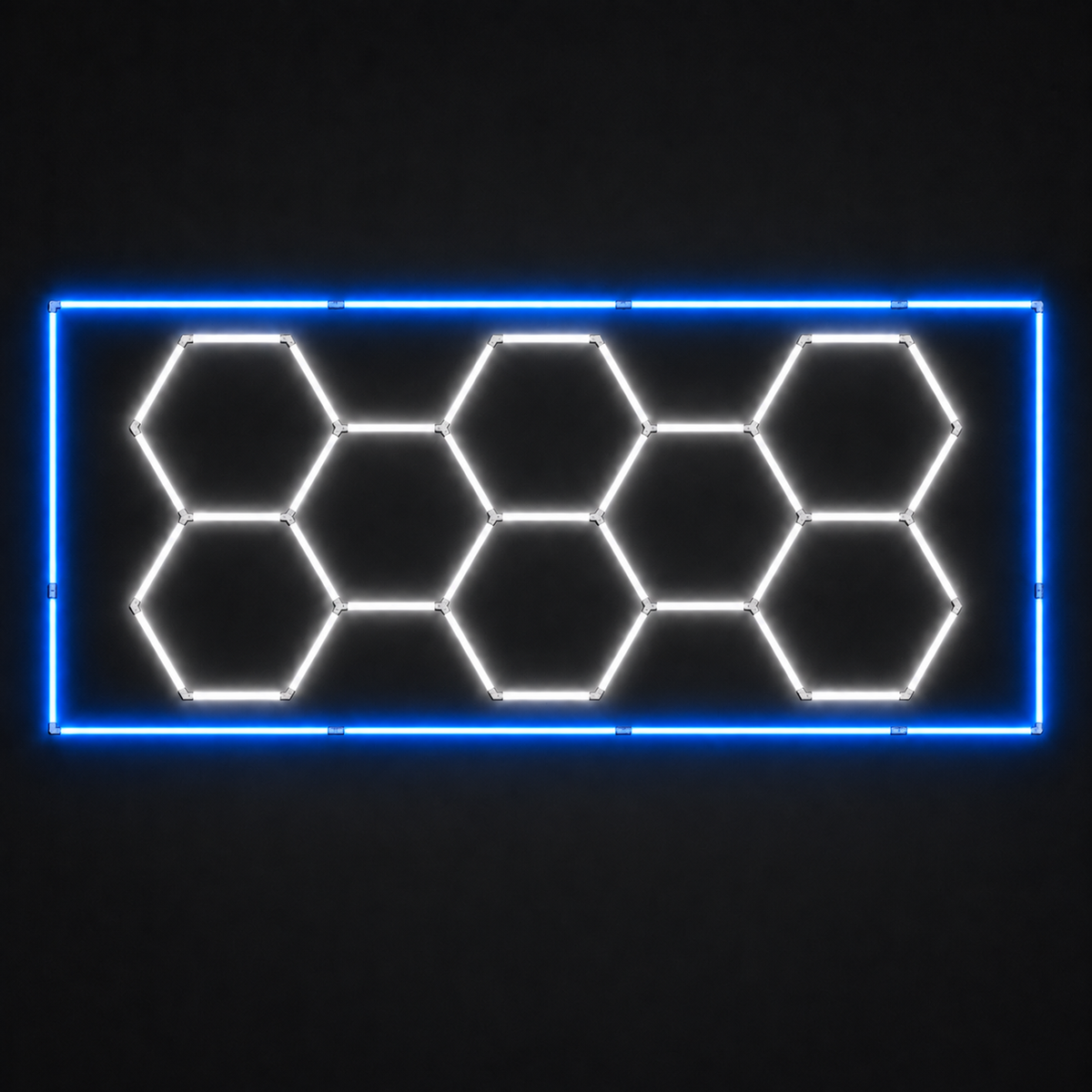 8-hex LED light grid with blue outer border