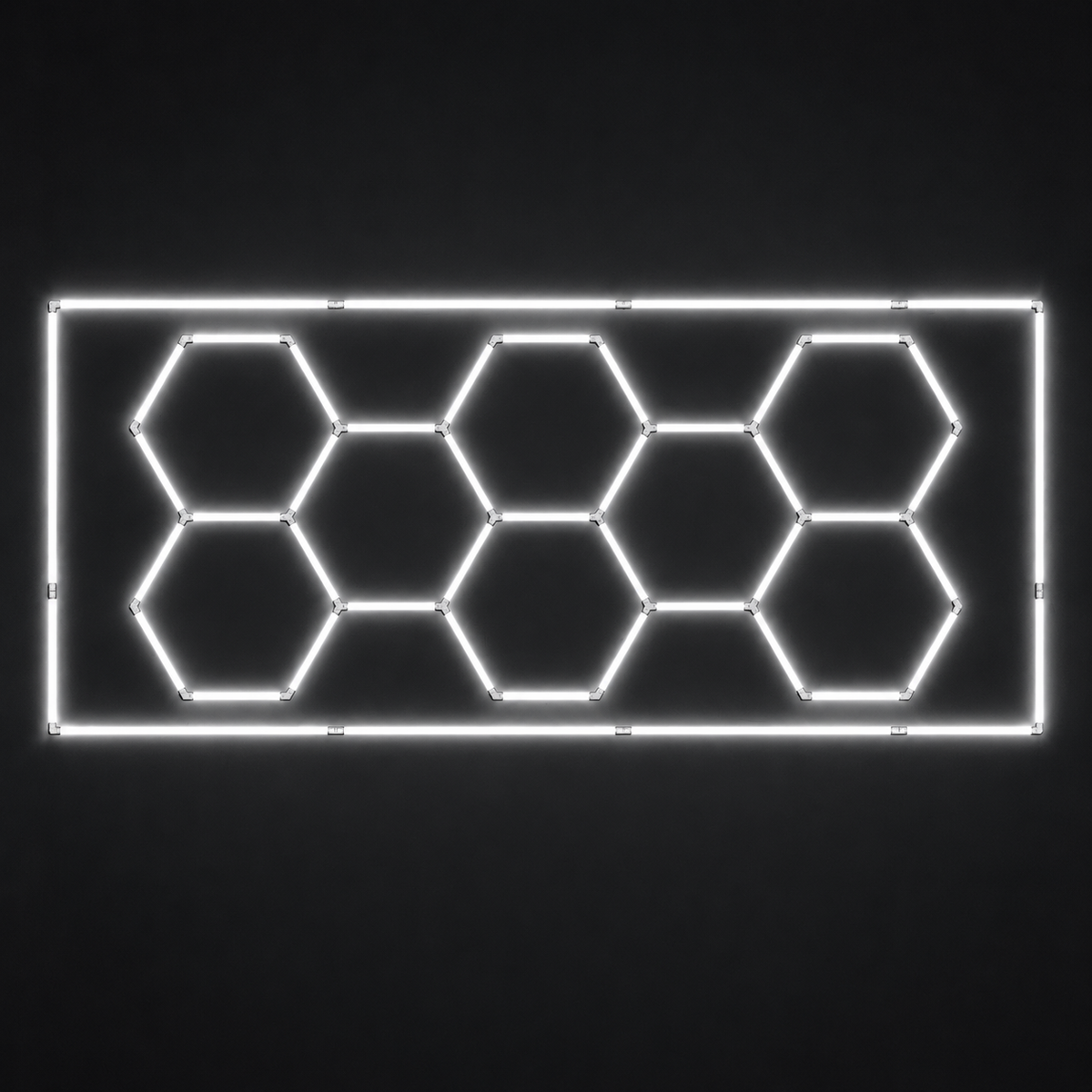 8-hex LED light grid with cool white 6500K outer border