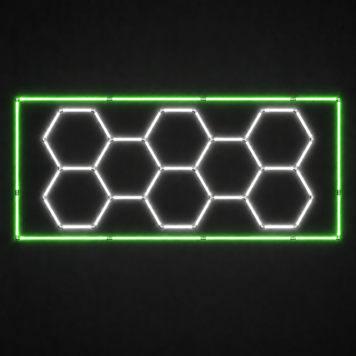 8-hex LED light grid with green outer border