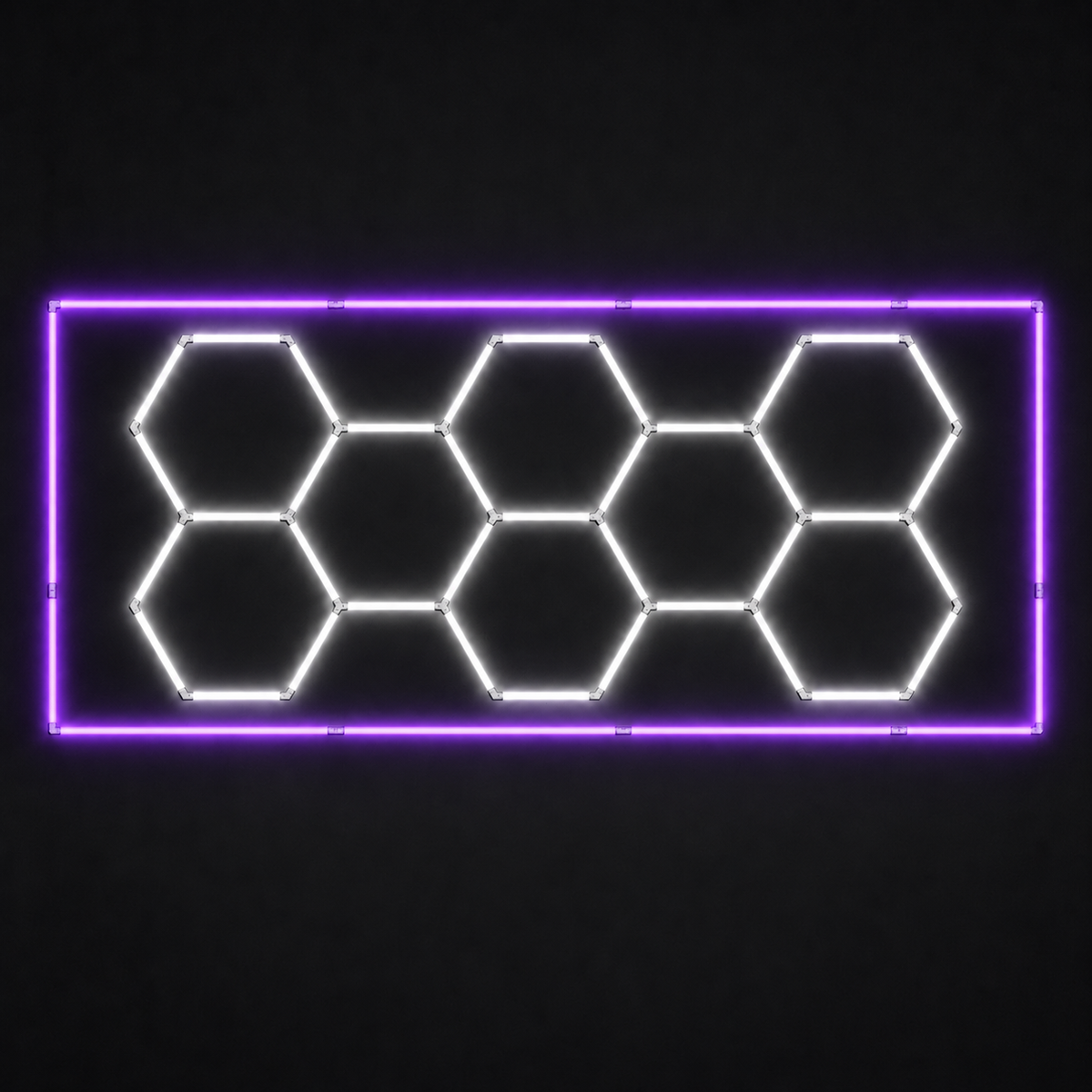 8-hex LED light grid with purple outer border