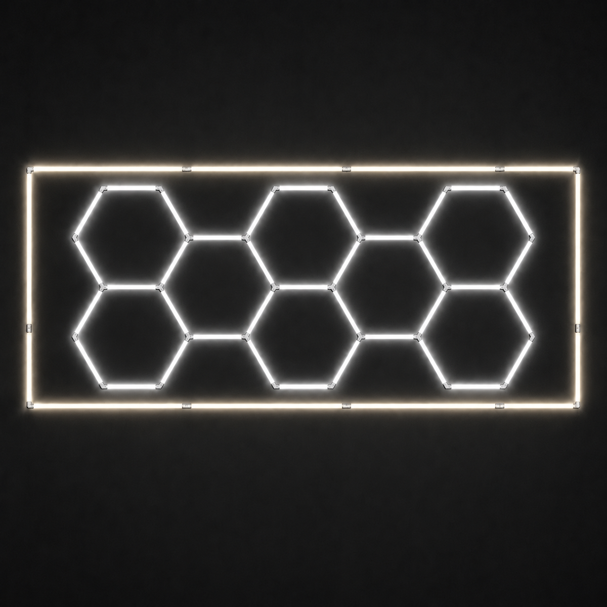 8-hex LED light grid with soft white 4000K outer border