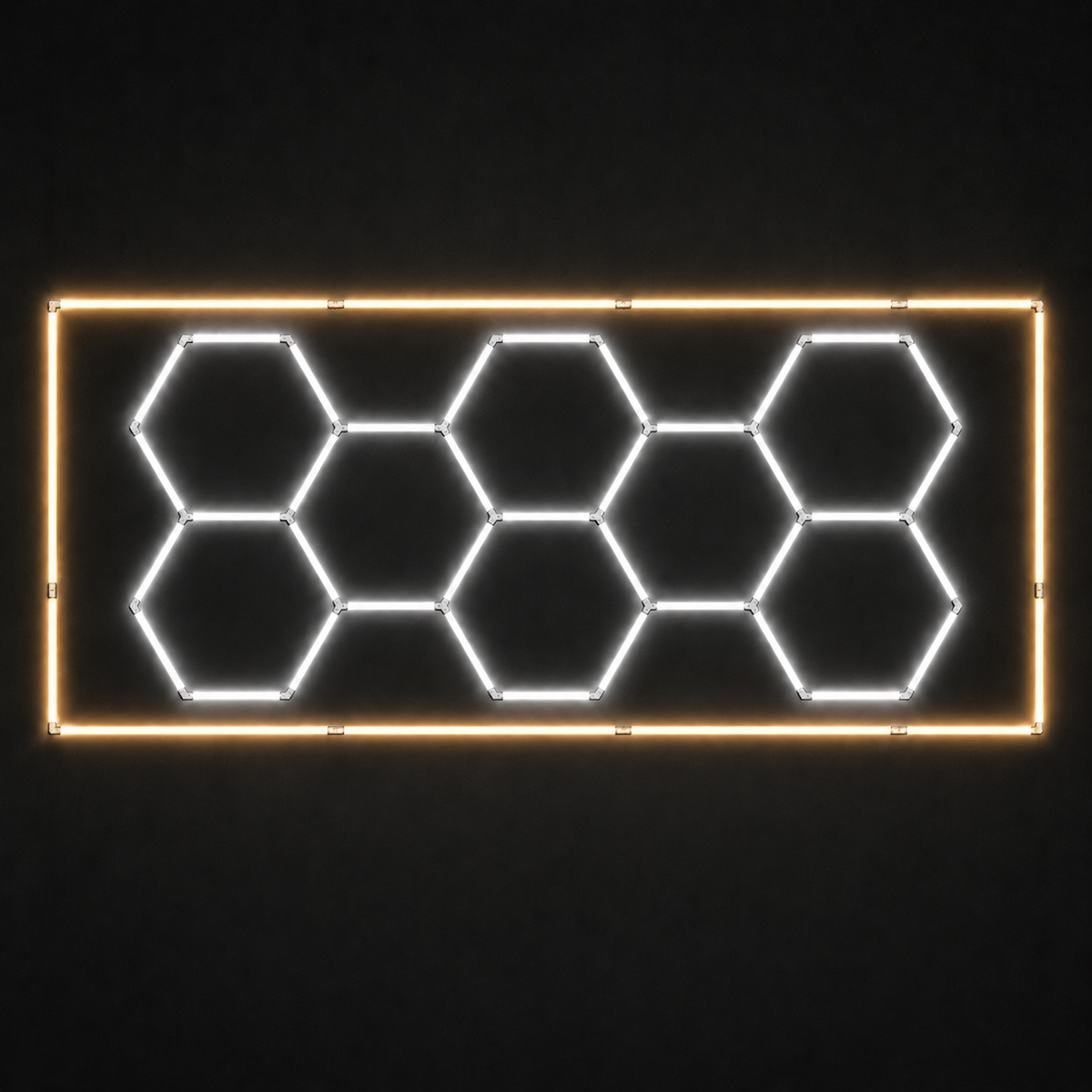 8-hex LED light grid with warm white 3000K outer border