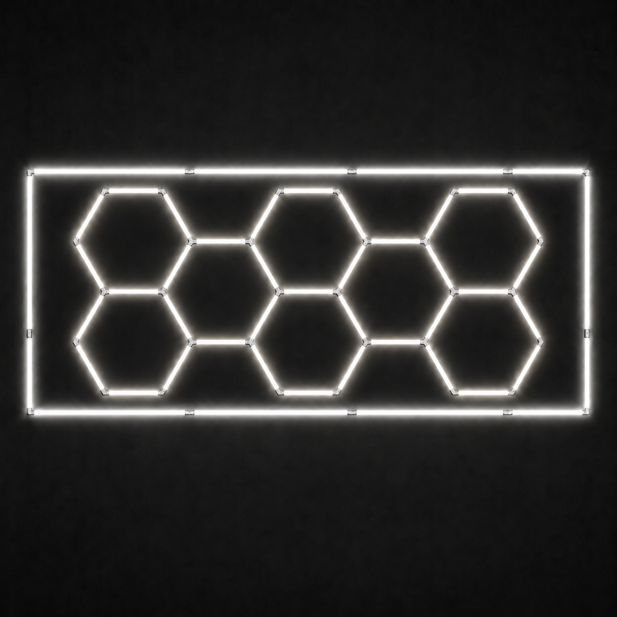 8-hex LED grid with Natural White 5000K main lights and Natural White 5000K border