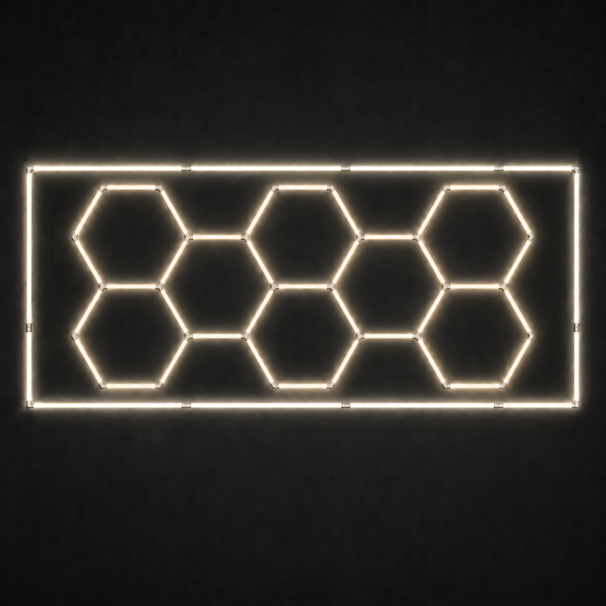 8-hex LED grid with Soft White 4000K main lights and Soft White 4000K border