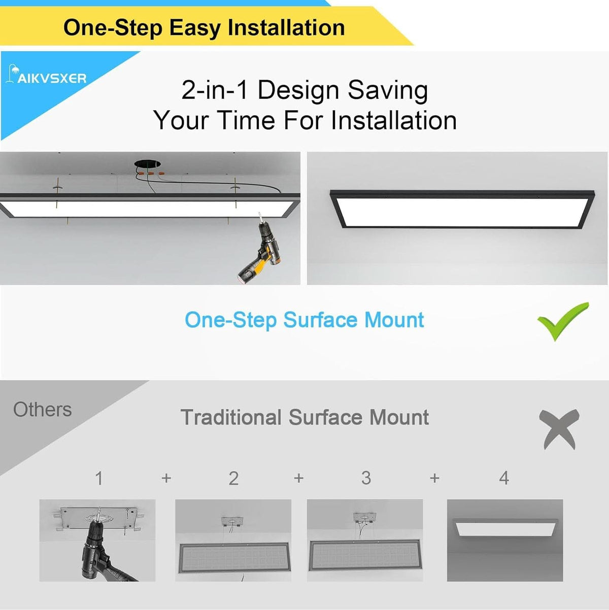 LED Flat Panel Ceiling Light (4ft x 1ft, Dimmable, 3CCT) 6-Pack
