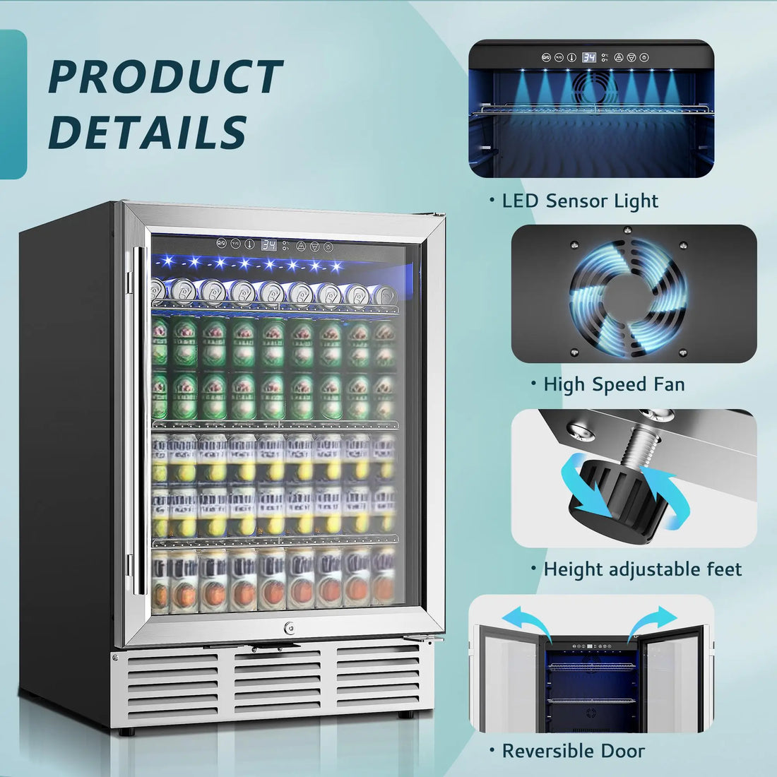 Premium 150L+ Single Door Wine Refrigerator | Frost-Free Stainless Steel Cooler with Digital Control