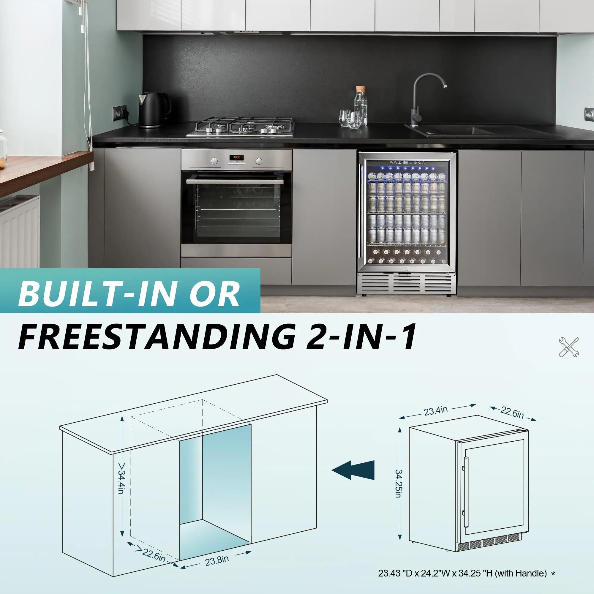 Premium 150L+ Single Door Wine Refrigerator | Frost-Free Stainless Steel Cooler with Digital Control