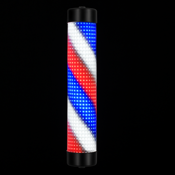 Rotating LED Barber Pole Light 15 × 95 cm – Black Caps