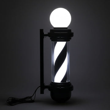 Barber Shop Rotating Entrance Pole Light (Black Caps) - 68cm x 13cm - HexaGara