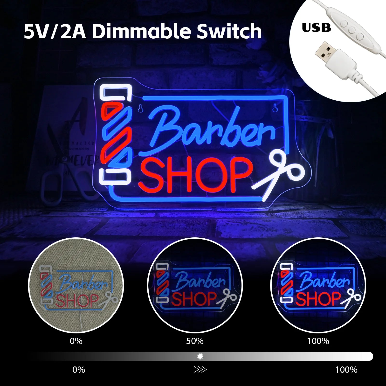 Barber Shop Barber Pole Multi-Color LED Neon Sign