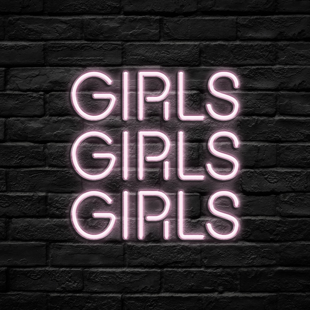 "GIRLS GIRLS GIRLS" Neon Sign (Glass Tube)