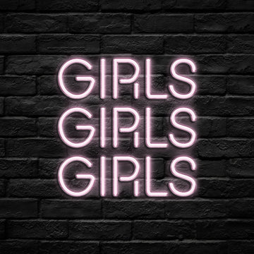 "GIRLS GIRLS GIRLS" Neon Sign (Glass Tube)