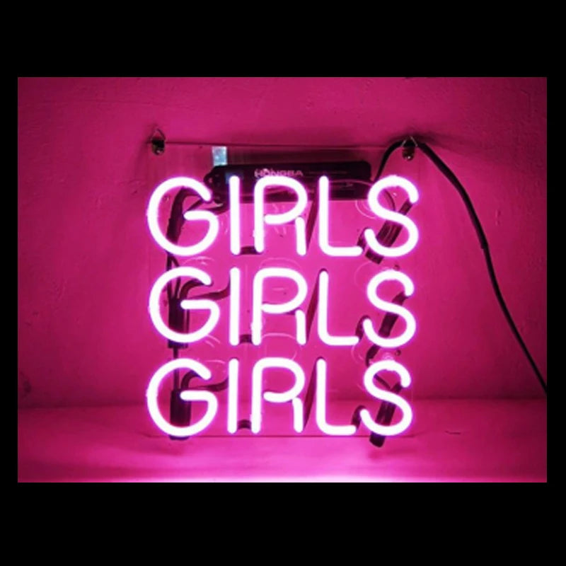 "GIRLS GIRLS GIRLS" Neon Sign (Glass Tube)