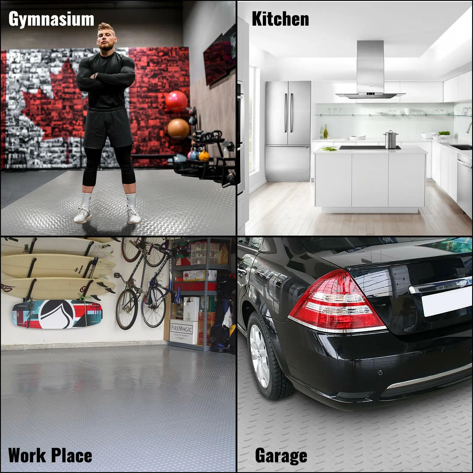 Tapis de garage robuste en tôle diamantée à enroulement