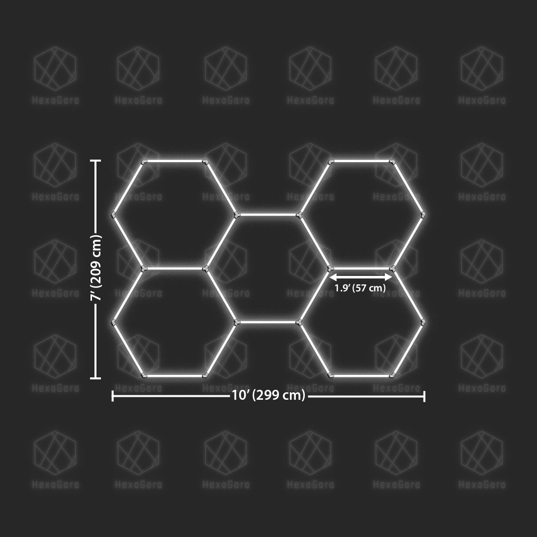 Grille lumineuse hexagonale - 5 hexagones