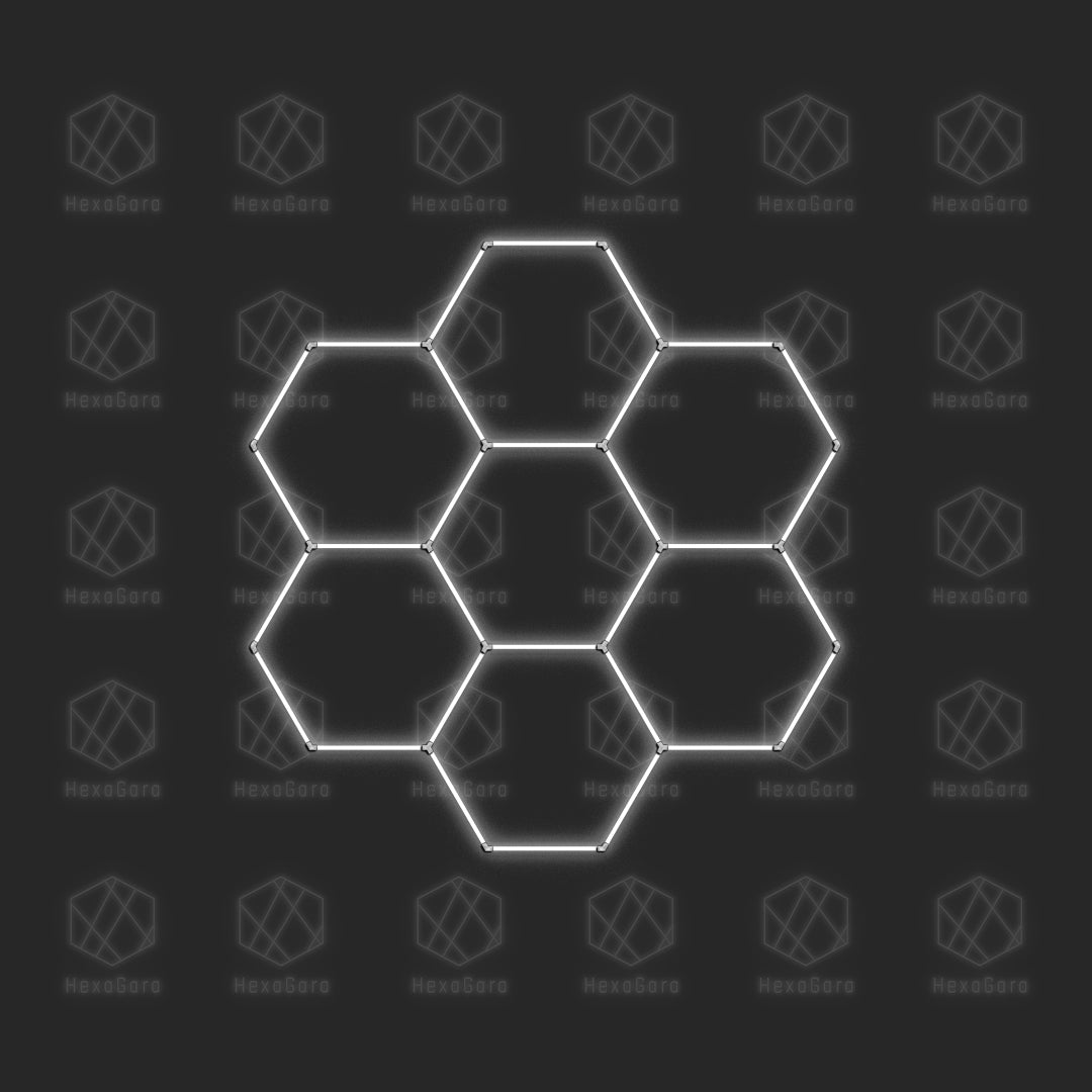 7-Hex LED light grid large honeycomb layout – 10'3" x 9'10"