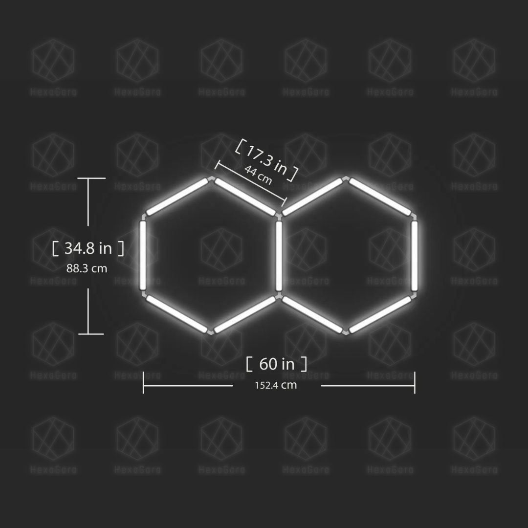 Hexagonal Lights Grid - 2 Hexagons (165cm * 96cm)