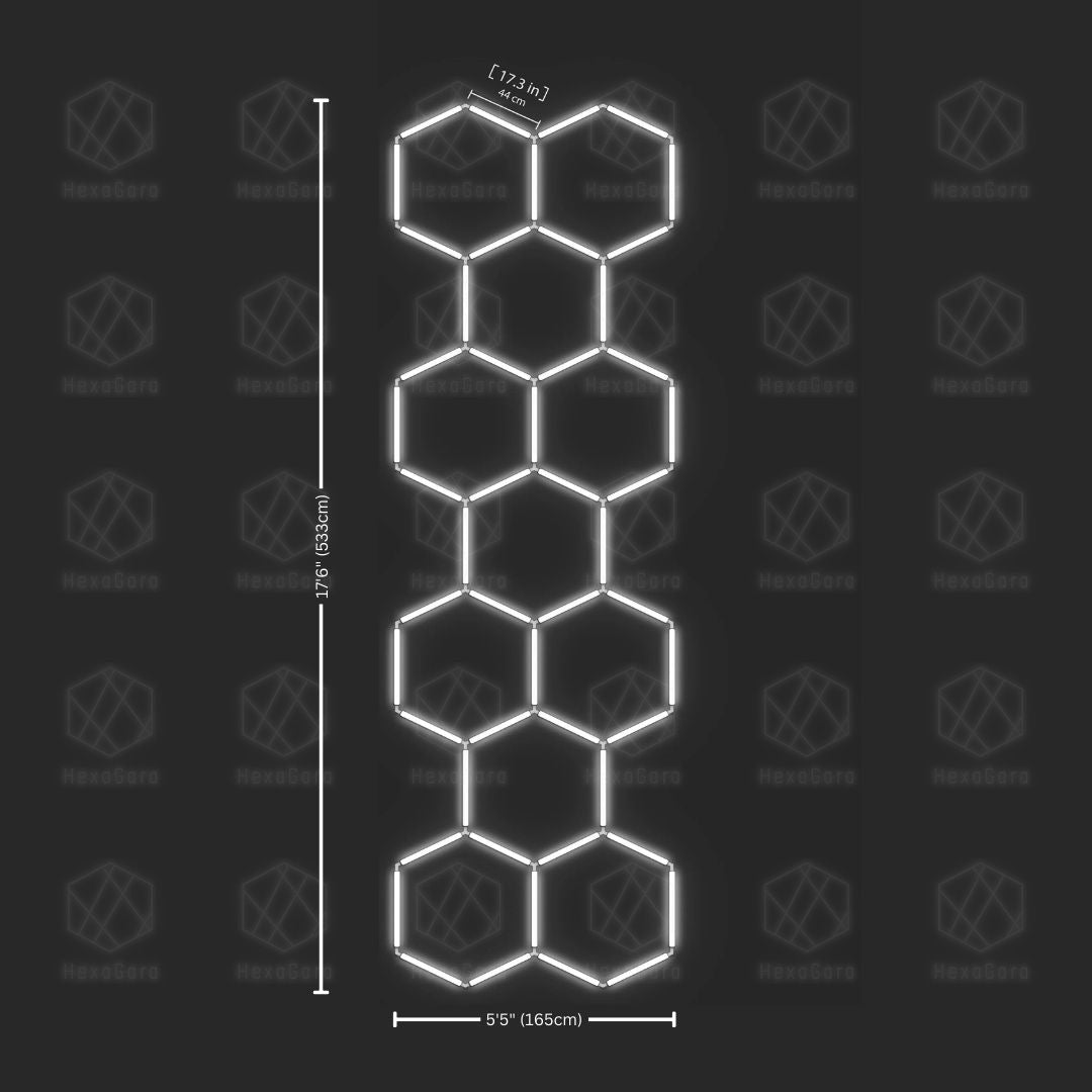 Grille lumineuse hexagonale - 11 hexagones - longue