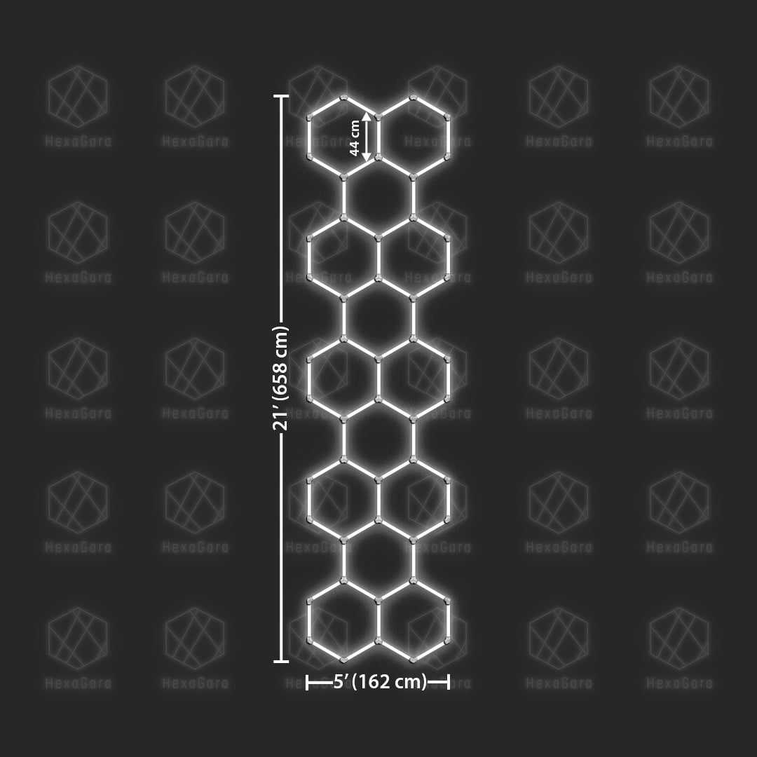 Hexagon Lights Grid - 14 Hexagons (5'3" x 21'8"/ 1.6M x 6.6M)